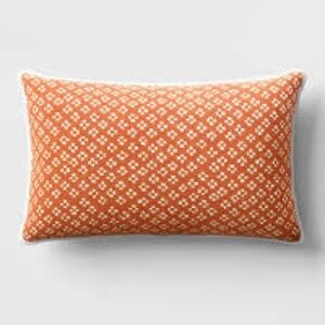 NEW Threshold Burnt Orange/Natural Print Lumbar Pillow